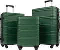 Unisex-Adult (Novelty and Luggage Spinner Expandable Hardshell Lightweight Abs Suitcase 20”24”28”, 3 Pcs Set-Green, One_Size