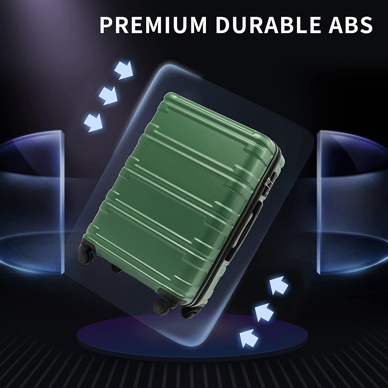 Unisex-Adult (Novelty and Luggage Spinner Expandable Hardshell Lightweight Abs Suitcase 20”24”28”, 3 Pcs Set-Green, One_Size
