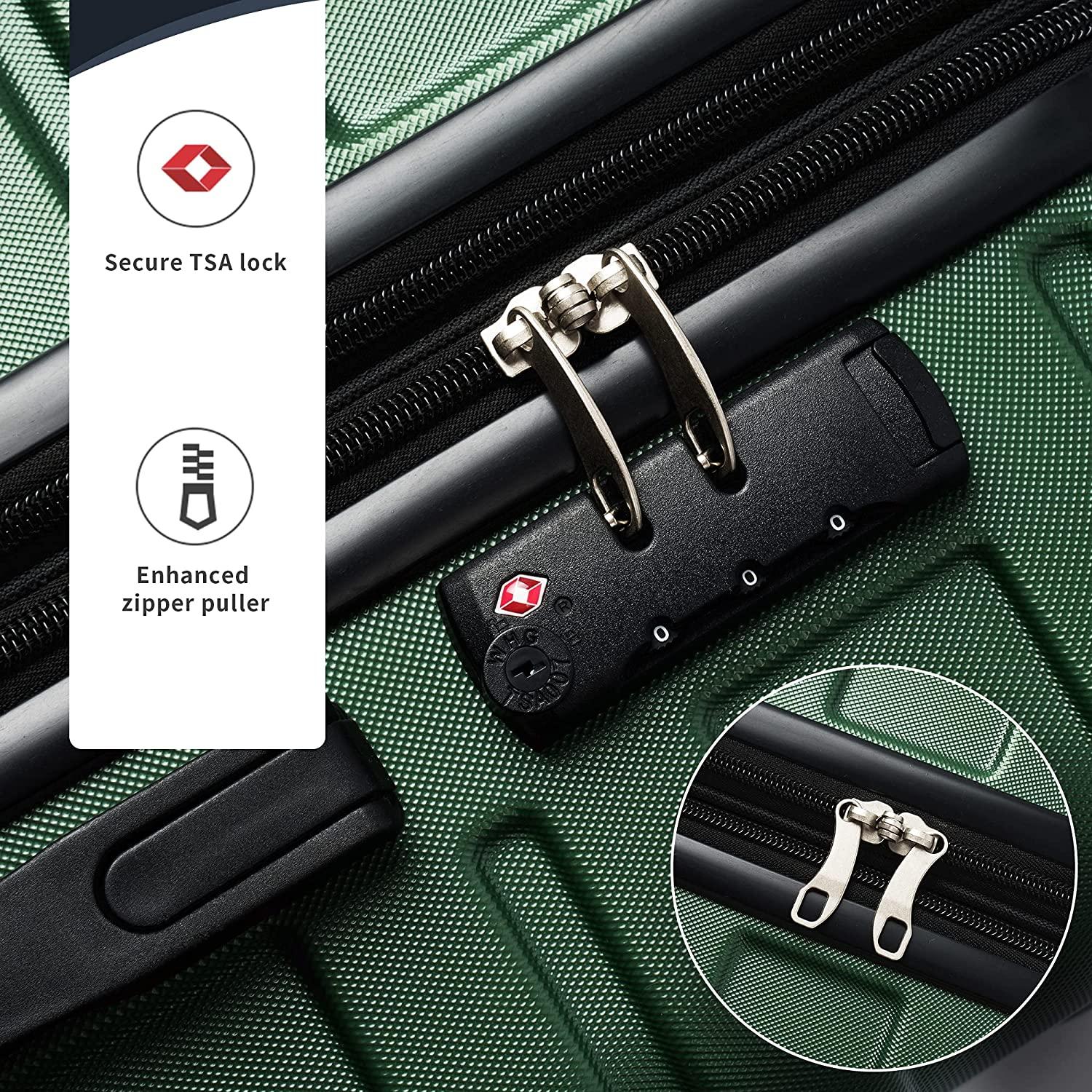 Unisex-Adult (Novelty and Luggage Spinner Expandable Hardshell Lightweight Abs Suitcase 20”24”28”, 3 Pcs Set-Green, One_Size