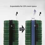 Unisex-Adult (Novelty and Luggage Spinner Expandable Hardshell Lightweight Abs Suitcase 20”24”28”, 3 Pcs Set-Green, One_Size