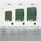 Unisex-Adult (Novelty and Luggage Spinner Expandable Hardshell Lightweight Abs Suitcase 20”24”28”, 3 Pcs Set-Green, One_Size