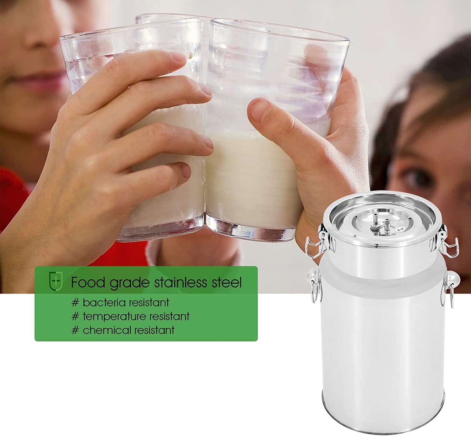 huidazhou milking supplies w/stainless steel bucket for goats, electric pulsation milking machine, vacuum pump milker for farm milking supplies for cows cattle or sheep, 5l