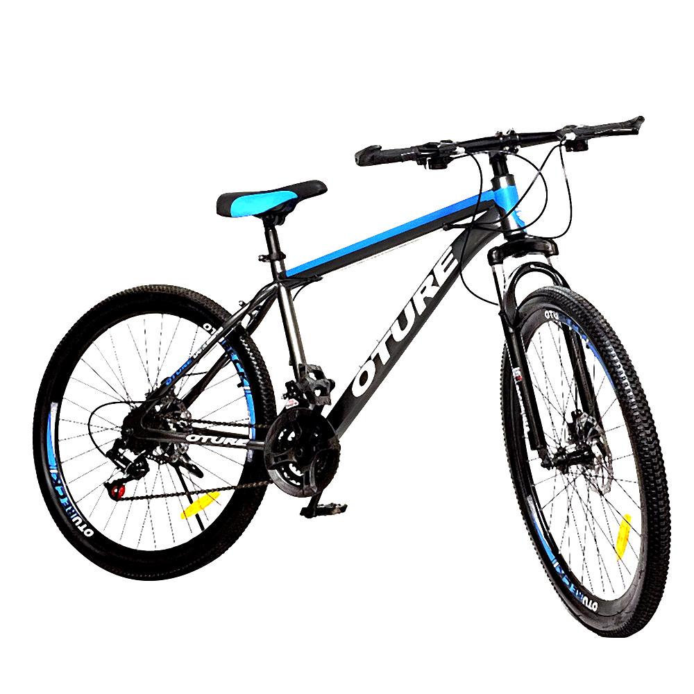 OTURE Mountain Bike 26-inch Wheel 21 speeds, High Carbon Steel Frame , for Mens and Womens black/blue