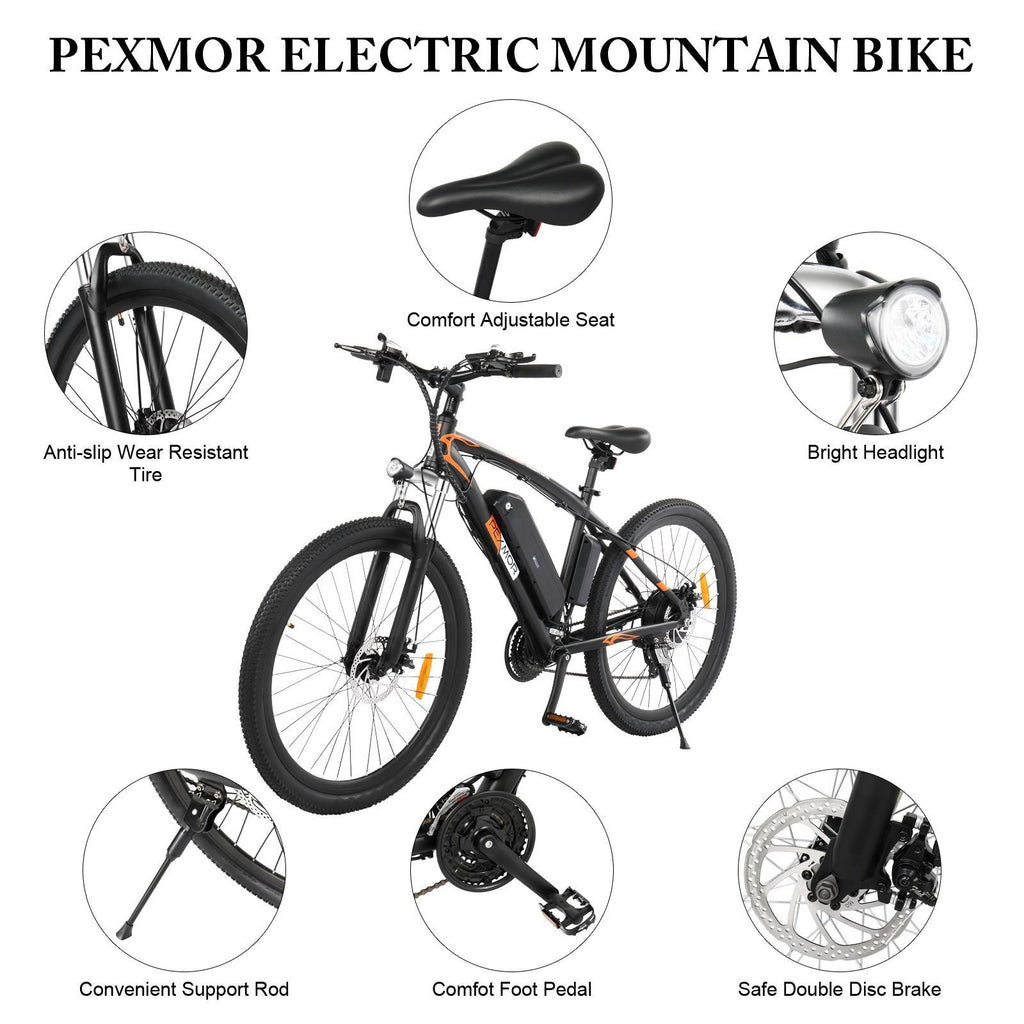 PEXMOR 27.5" E-Bike, 500W Electric Mountain Bicycle for Adult, Orange