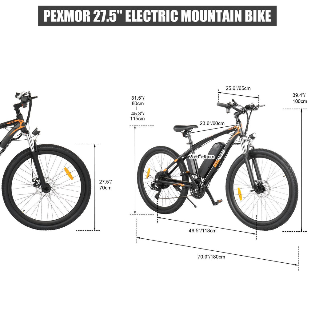 PEXMOR 27.5" E-Bike, 500W Electric Mountain Bicycle for Adult, Orange