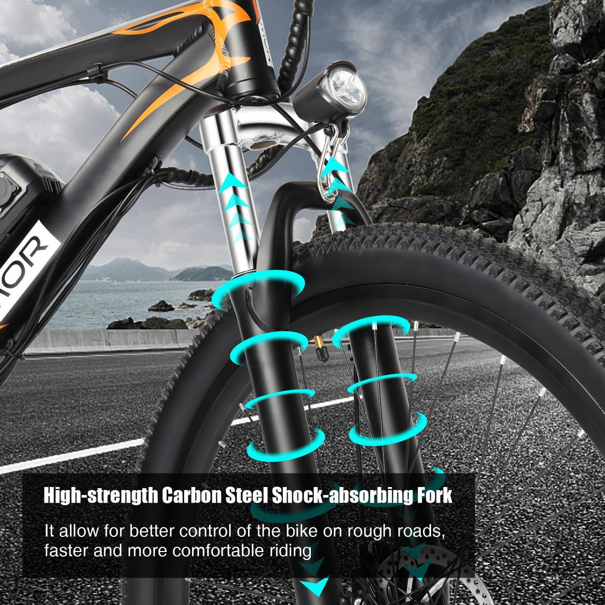 PEXMOR 27.5" E-Bike, 500W Electric Mountain Bicycle for Adult, Orange