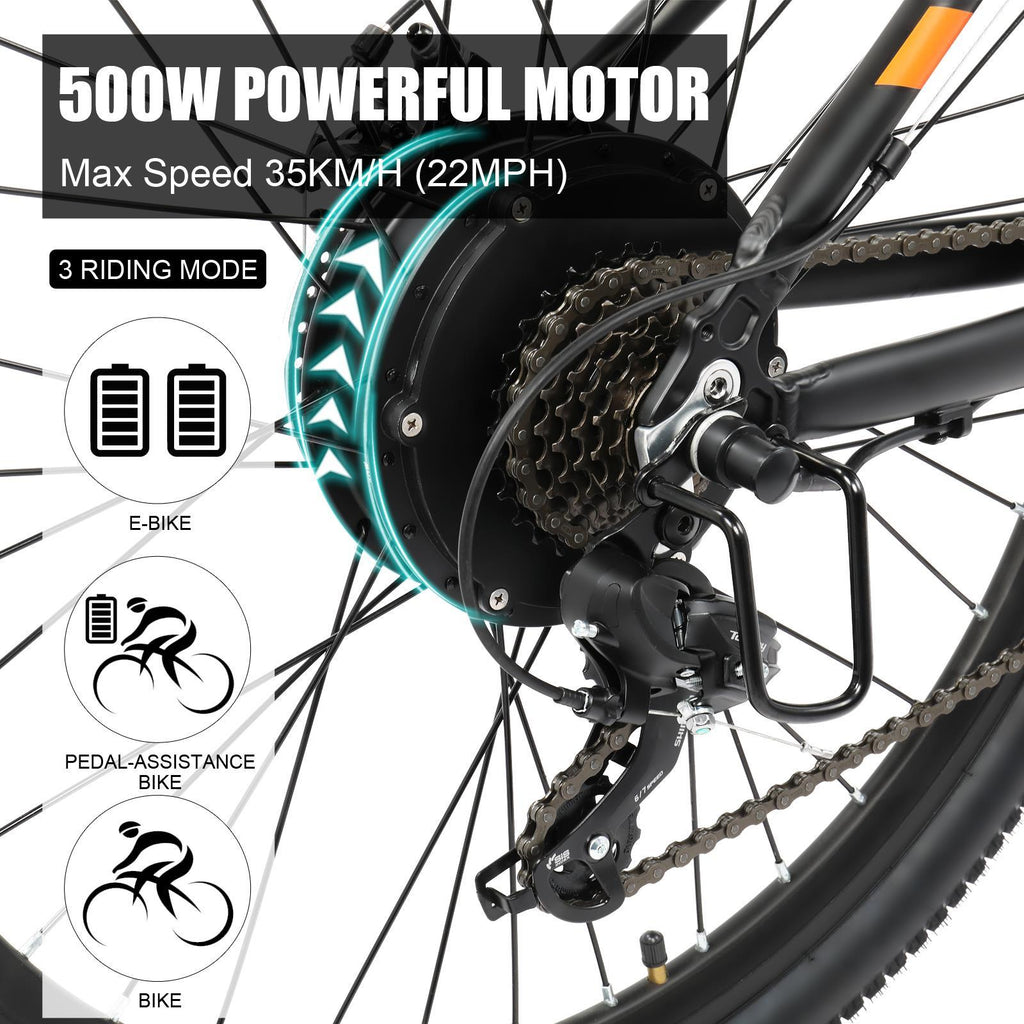 PEXMOR 27.5" E-Bike, 500W Electric Mountain Bicycle for Adult, Orange