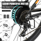 PEXMOR 27.5" E-Bike, 500W Electric Mountain Bicycle for Adult, Orange