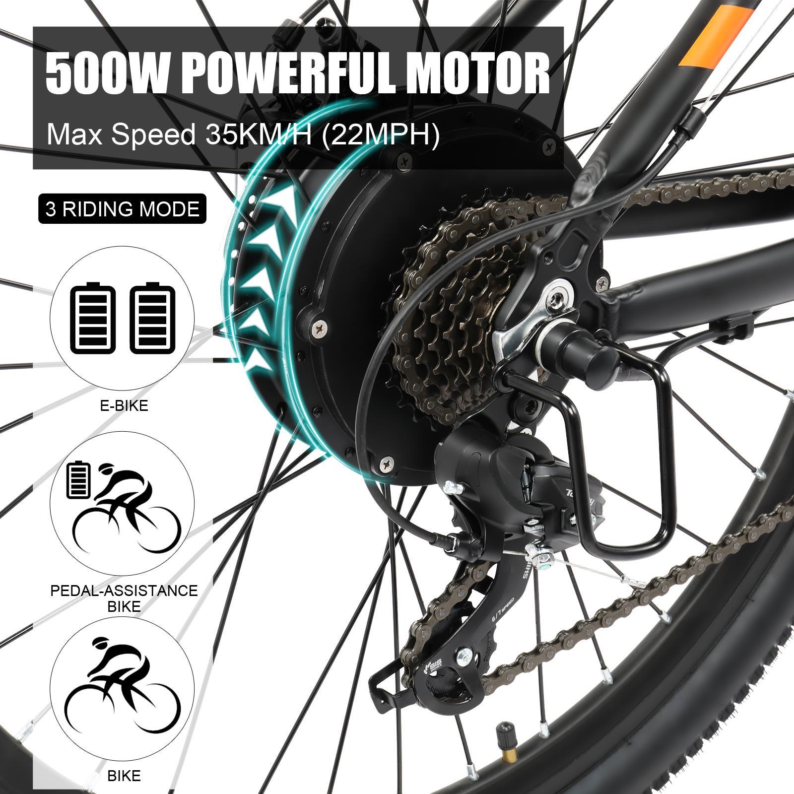 PEXMOR 27.5" E-Bike, 500W Electric Mountain Bicycle for Adult, Orange