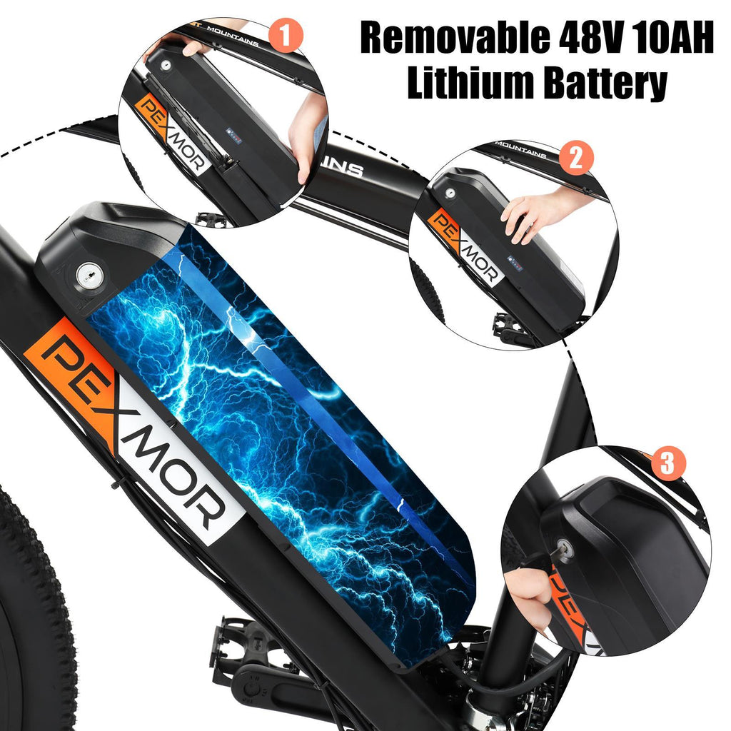 PEXMOR 27.5" E-Bike, 500W Electric Mountain Bicycle for Adult, Orange