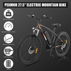 PEXMOR 27.5" E-Bike, 500W Electric Mountain Bicycle for Adult, Orange