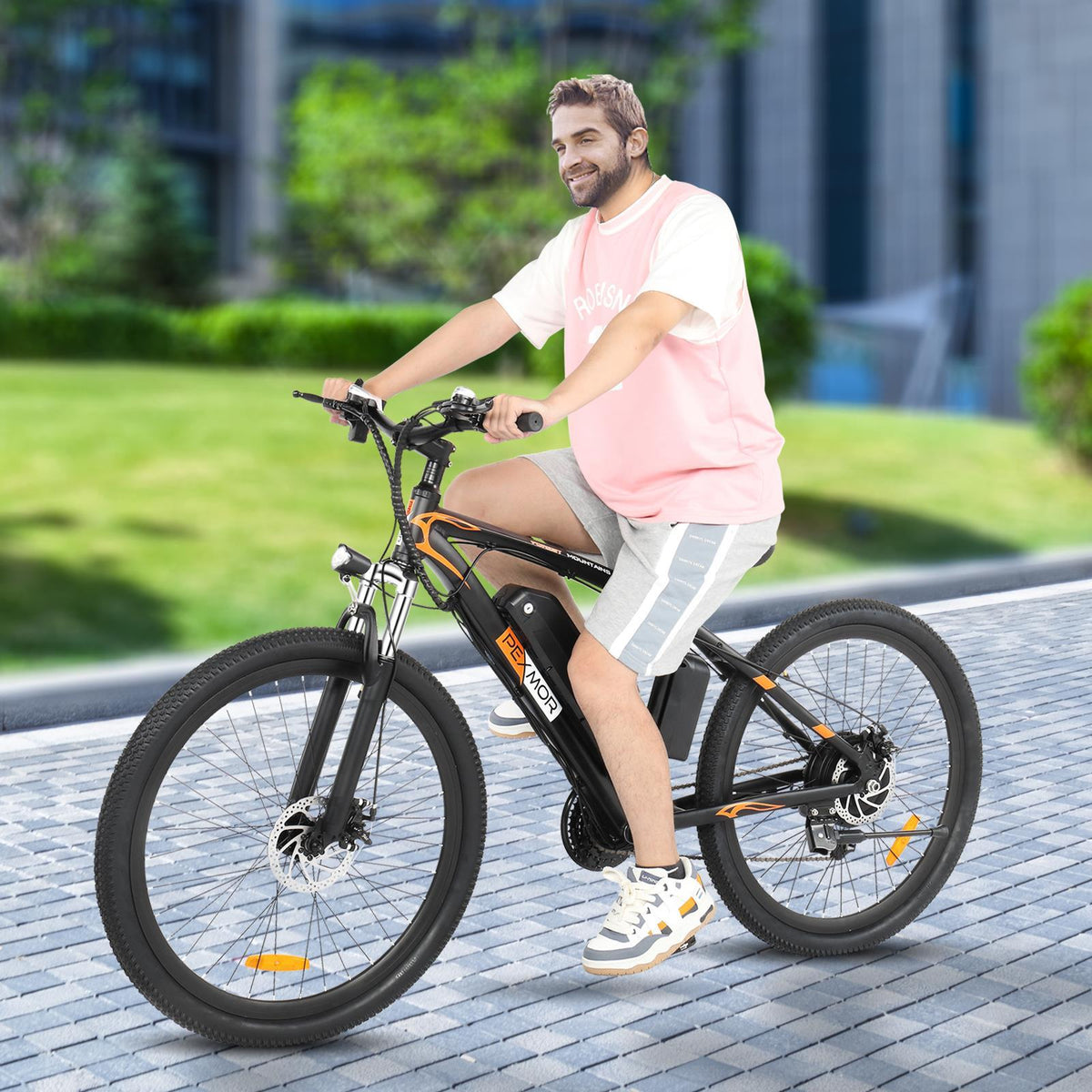 PEXMOR 27.5" E-Bike, 500W Electric Mountain Bicycle for Adult, Orange