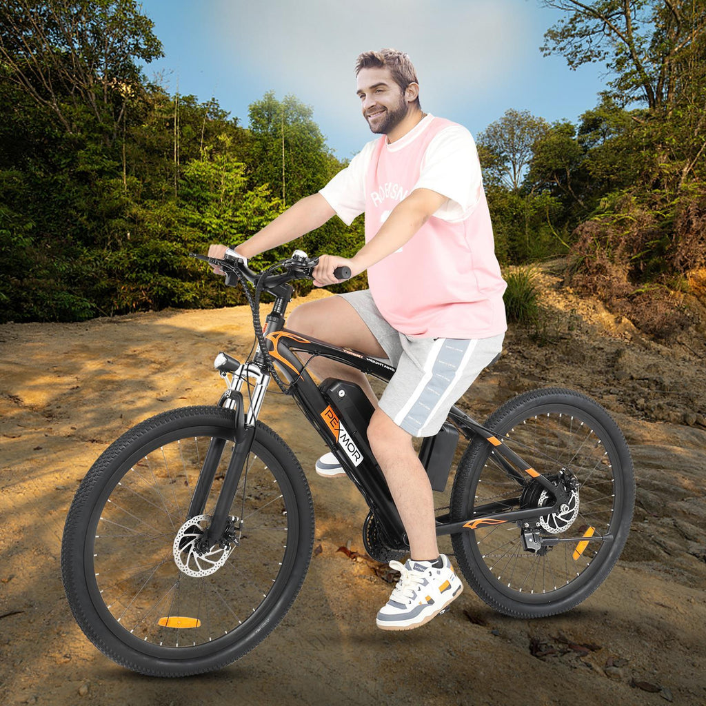 PEXMOR 27.5" E-Bike, 500W Electric Mountain Bicycle for Adult, Orange