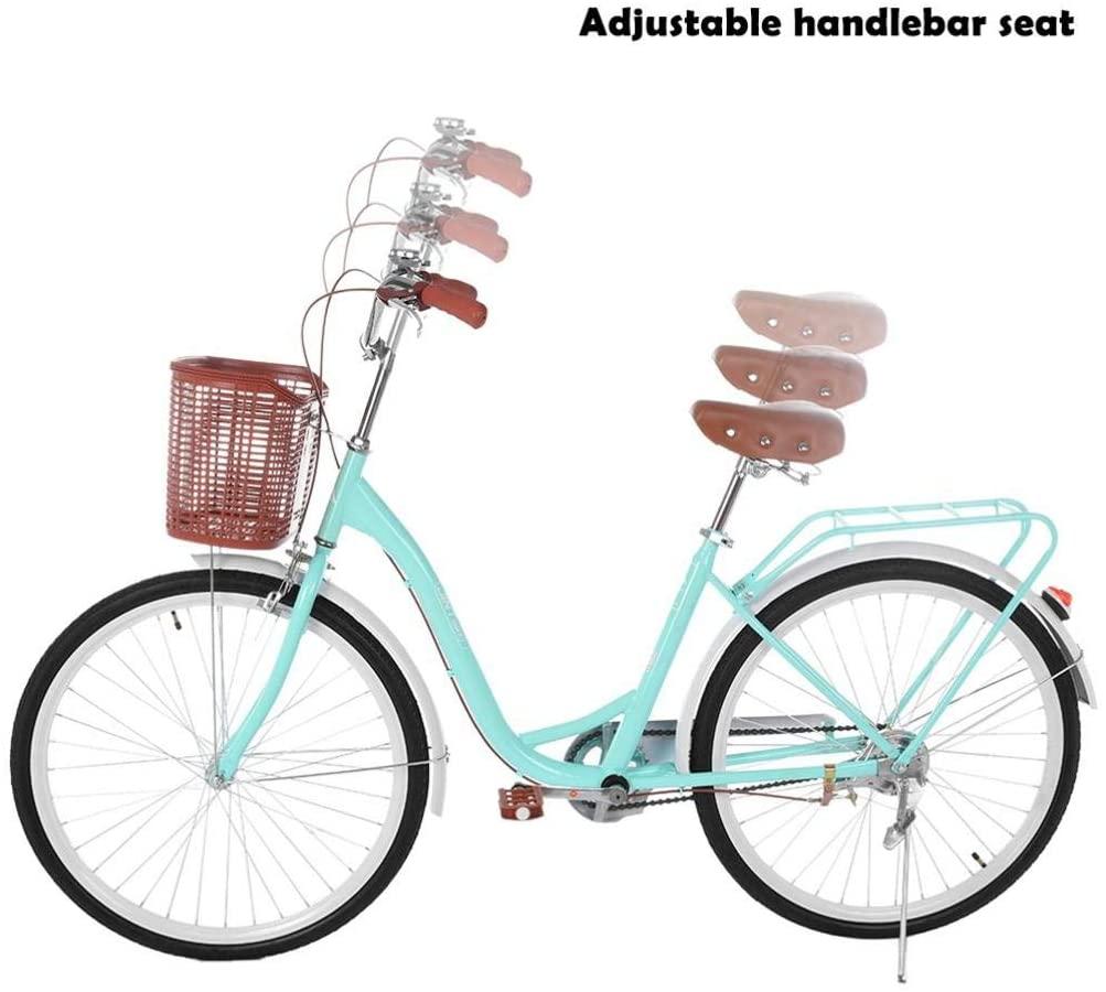 QOI 26 Inch Beach Cruiser Bikes for Women Womens Bike Classic Retro Bicycle Road Bikes Comfortable Commuter Bike with Baskets for Women, Women's Cruiser Bike Retro Bicycle (US Spot)