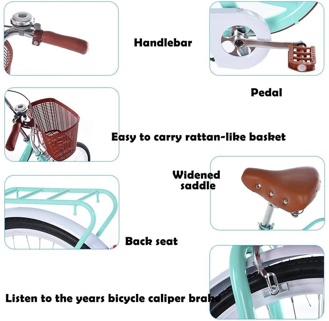 QOI 26 Inch Beach Cruiser Bikes for Women Womens Bike Classic Retro Bicycle Road Bikes Comfortable Commuter Bike with Baskets for Women, Women's Cruiser Bike Retro Bicycle (US Spot)
