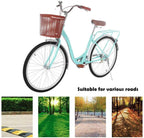 QOI 26 Inch Beach Cruiser Bikes for Women Womens Bike Classic Retro Bicycle Road Bikes Comfortable Commuter Bike with Baskets for Women, Women's Cruiser Bike Retro Bicycle (US Spot)