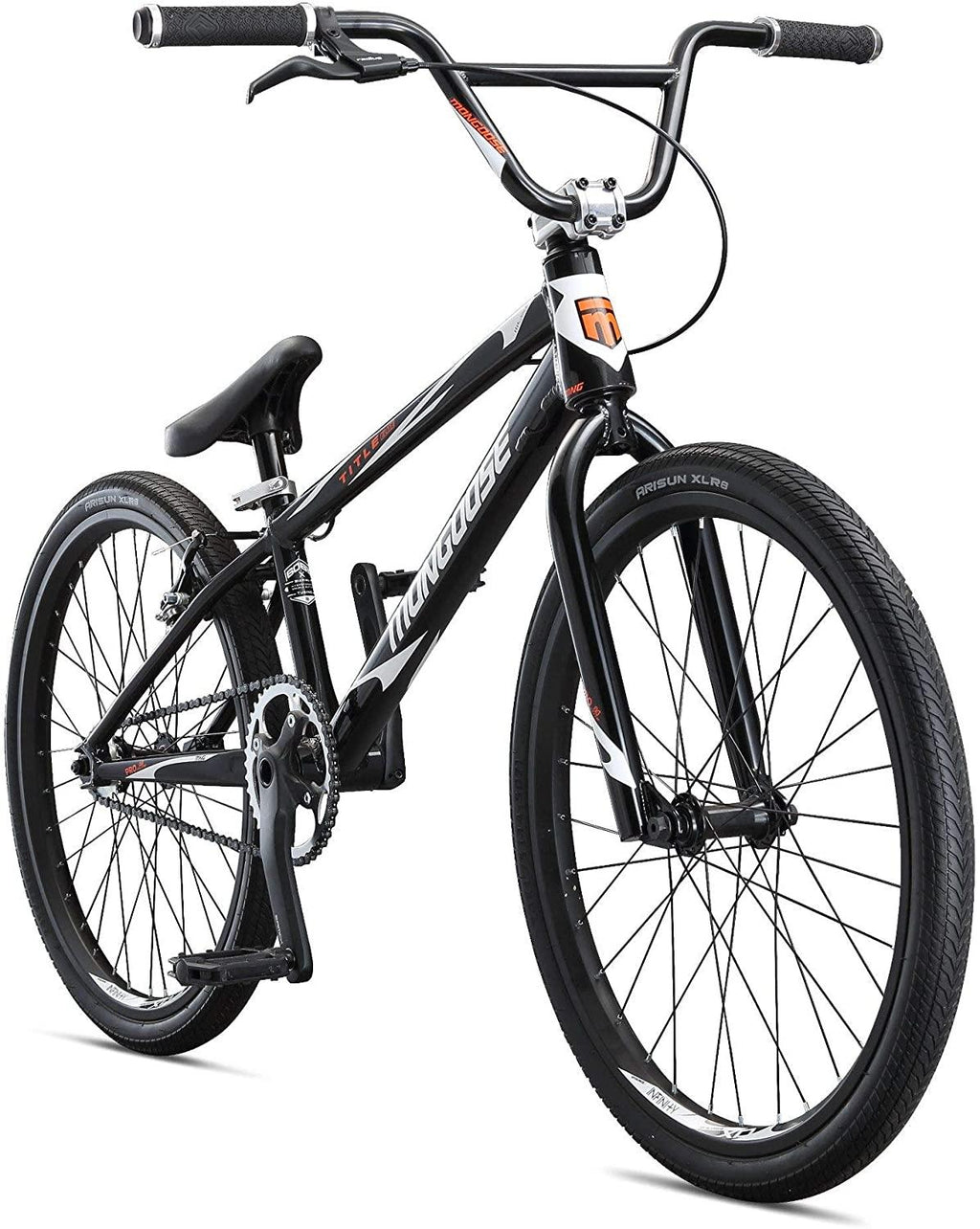 Mongoose Title Elite 24 BMX Race Bike with 24-Inch Wheels in Black for Advanced and Returning Riders, Featuring Professional-Grade 6061 Tectonic T1 Biaxial Hydroformed and Butted Aluminum Frame
