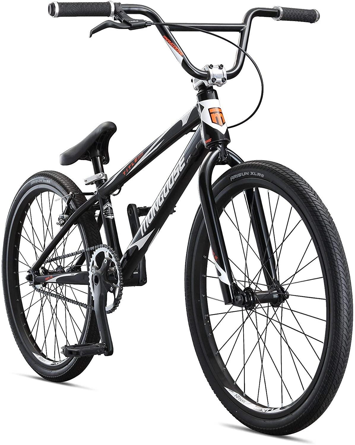 Mongoose Title Elite 24 BMX Race Bike with 24-Inch Wheels in Black for Advanced and Returning Riders, Featuring Professional-Grade 6061 Tectonic T1 Biaxial Hydroformed and Butted Aluminum Frame