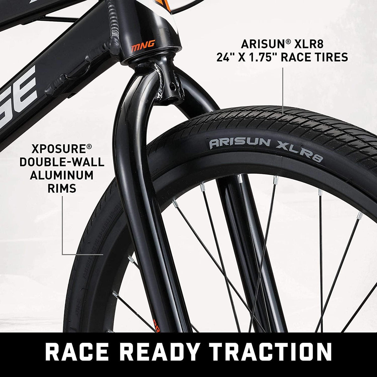 Mongoose Title Elite 24 BMX Race Bike with 24-Inch Wheels in Black for Advanced and Returning Riders, Featuring Professional-Grade 6061 Tectonic T1 Biaxial Hydroformed and Butted Aluminum Frame