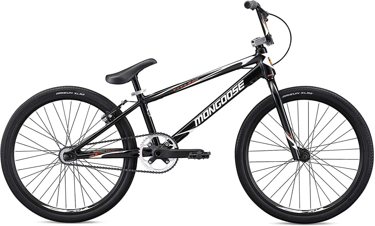 Mongoose Title Elite 24 BMX Race Bike with 24-Inch Wheels in Black for Advanced and Returning Riders, Featuring Professional-Grade 6061 Tectonic T1 Biaxial Hydroformed and Butted Aluminum Frame