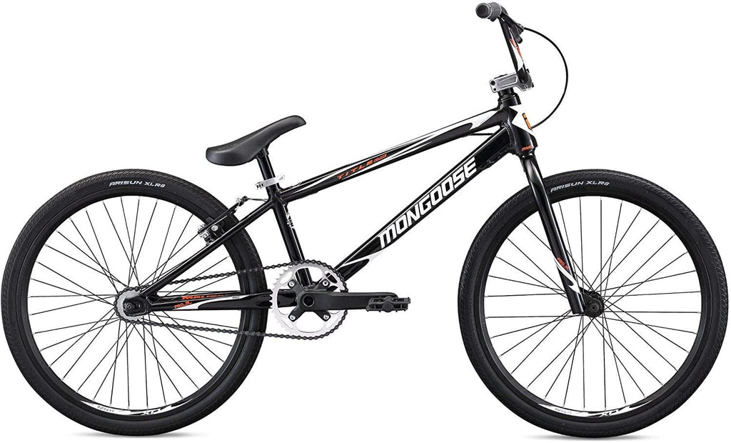 Mongoose Title Elite 24 BMX Race Bike with 24-Inch Wheels in Black for Advanced and Returning Riders, Featuring Professional-Grade 6061 Tectonic T1 Biaxial Hydroformed and Butted Aluminum Frame