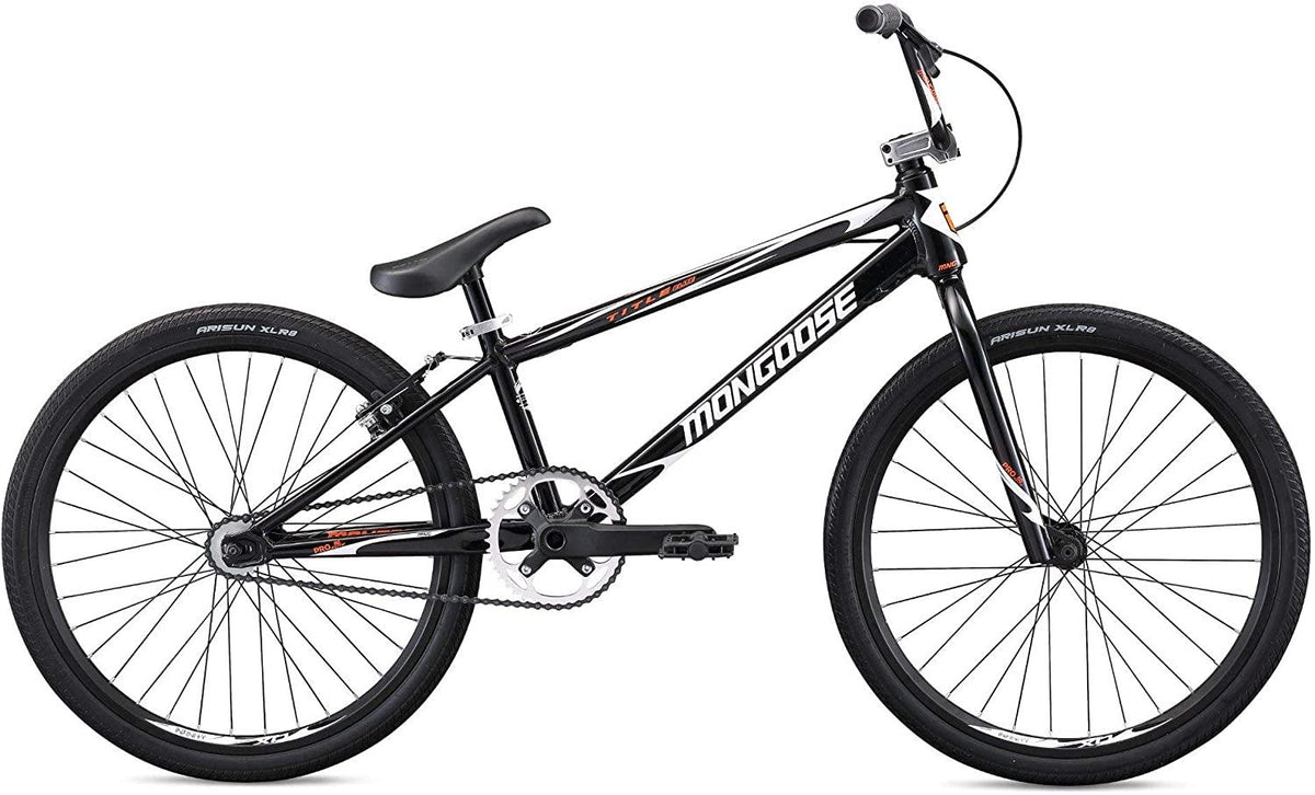 Mongoose Title Elite 24 BMX Race Bike with 24-Inch Wheels in Black for Advanced and Returning Riders, Featuring Professional-Grade 6061 Tectonic T1 Biaxial Hydroformed and Butted Aluminum Frame