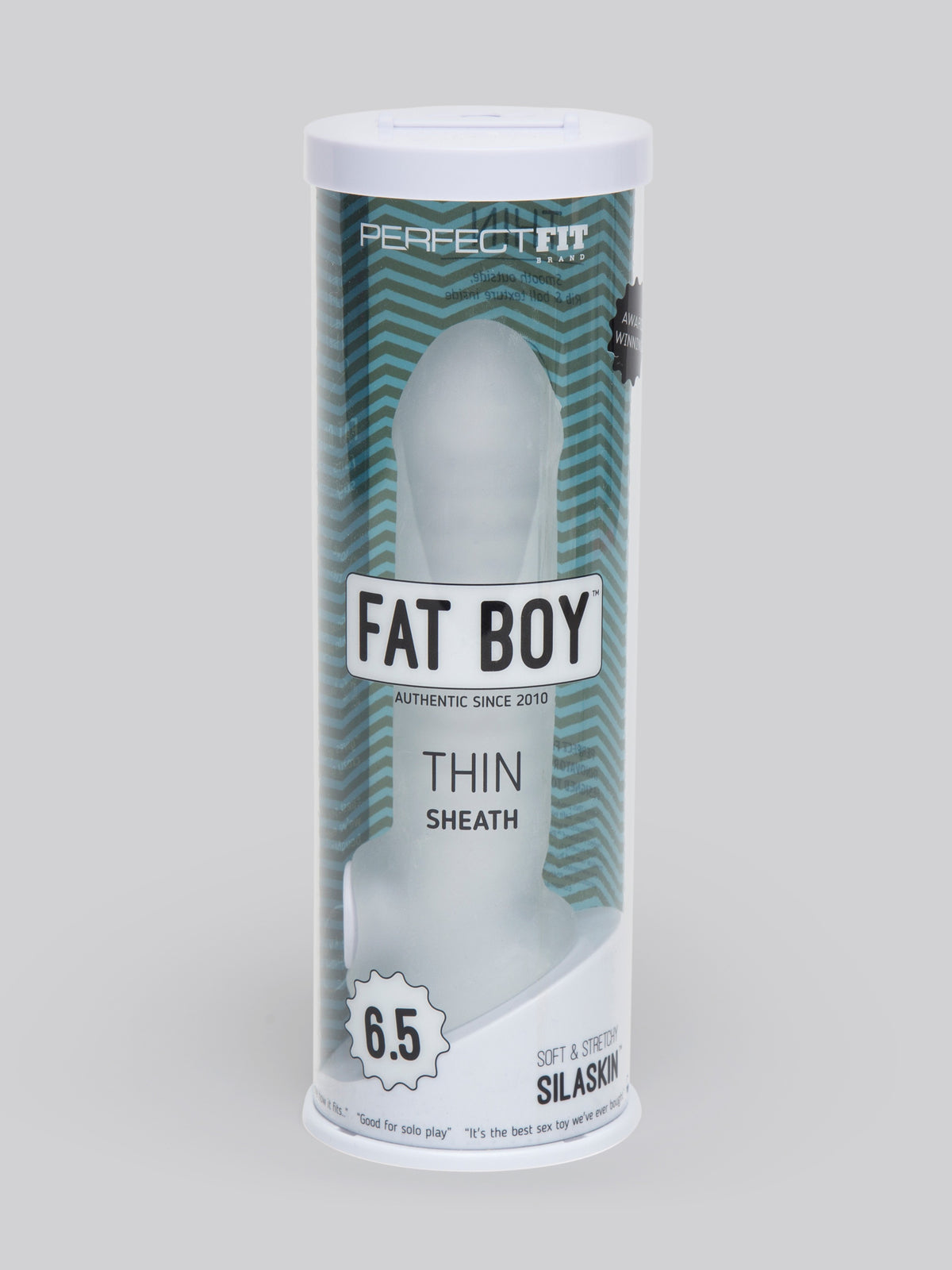 Perfect Fit Fat Boy Thin 6.5 Inch Penis Sleeve with Ball Loop, White