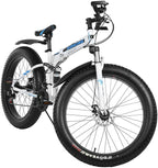 26 Inch 21 Speed Fat Tire Mountain Bike, Non-Slip Adult Mountain Bikes with Double Suspension &amp; Dual Disc Brakes, High-Carbon Steel Fat Tire Mountain Bike for Men/Women, US Stock
