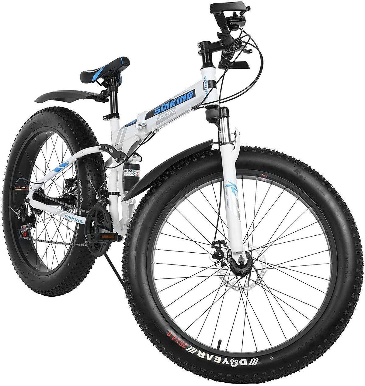 26 Inch 21 Speed Fat Tire Mountain Bike, Non-Slip Adult Mountain Bikes with Double Suspension &amp; Dual Disc Brakes, High-Carbon Steel Fat Tire Mountain Bike for Men/Women, US Stock