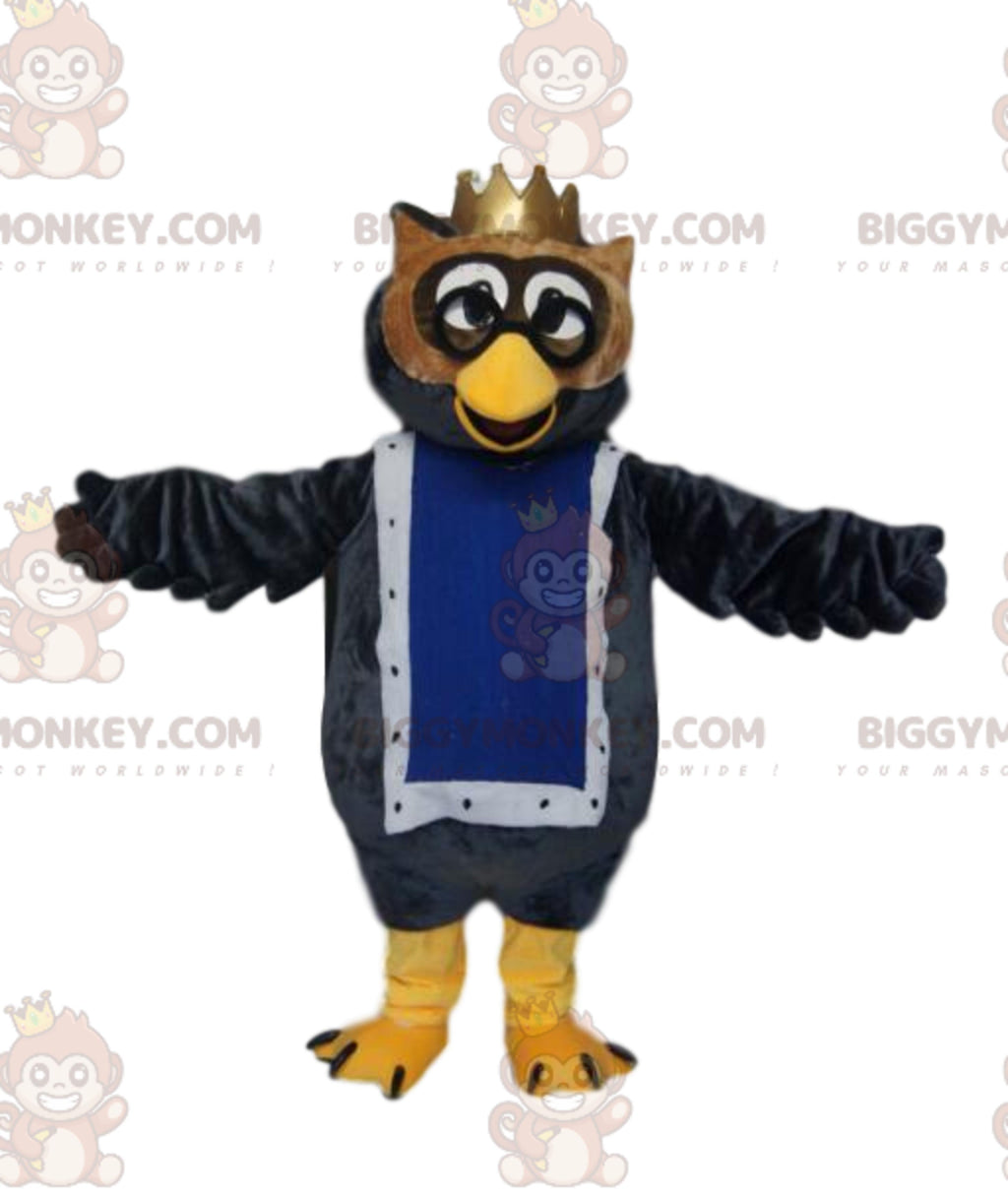BIGGYMONKEYmascot costume of owls with a golden crown. Owls costume.