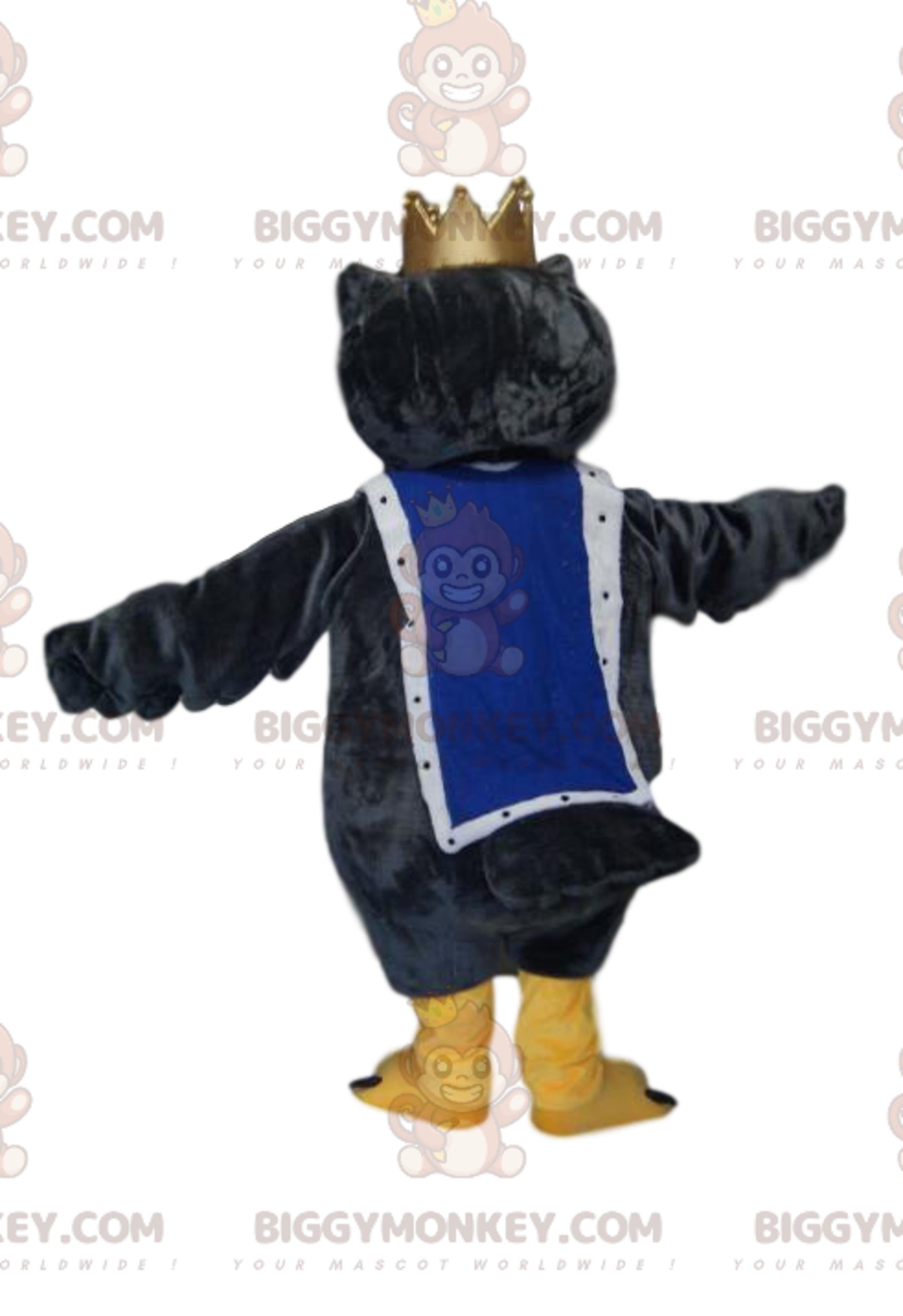 BIGGYMONKEYmascot costume of owls with a golden crown. Owls costume.