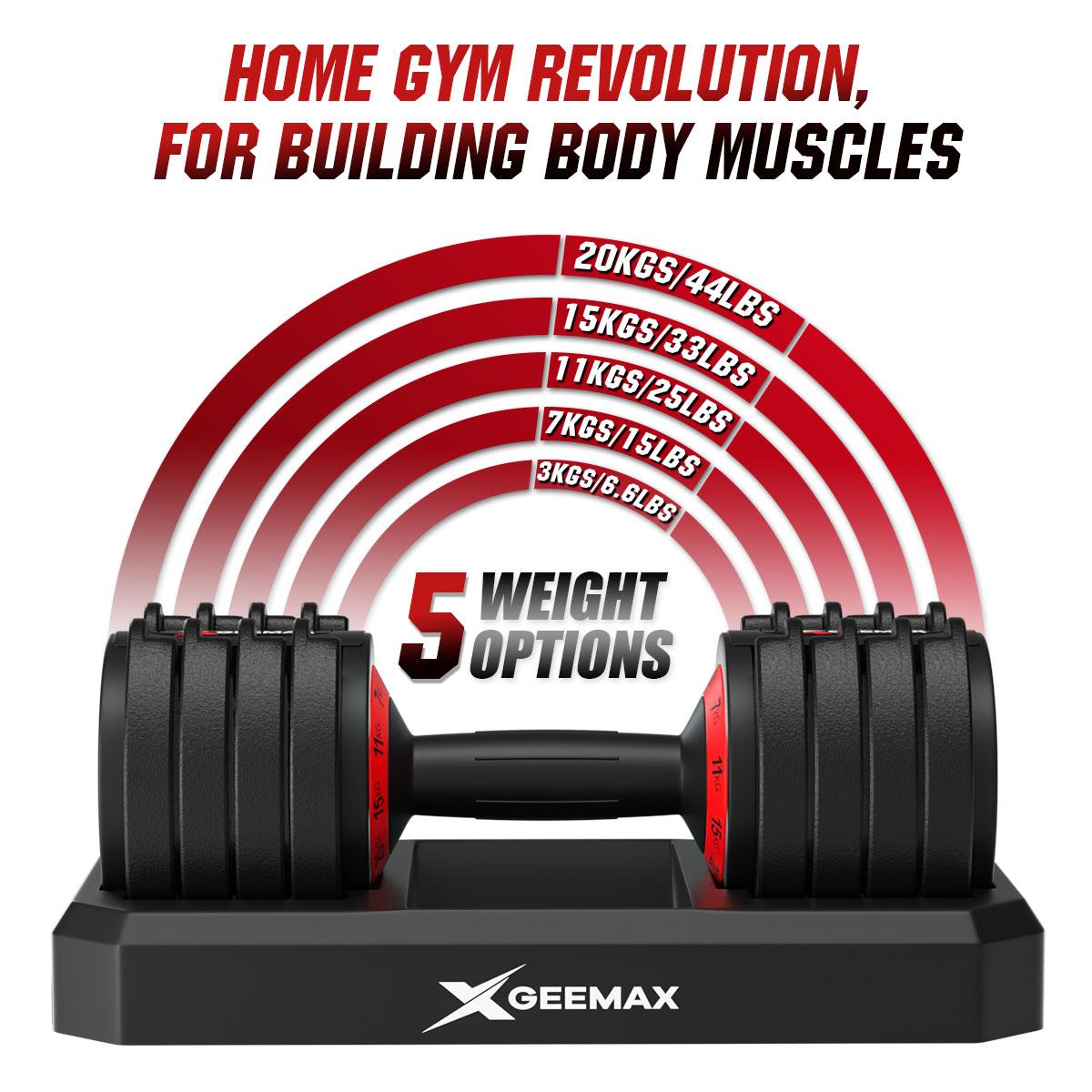 Upgrade Dumbbells Barbell with Fast Automatic Weight Adjustable Dumbell (Single) with Fitness Course for Gym Home GEEMAX ABD-20