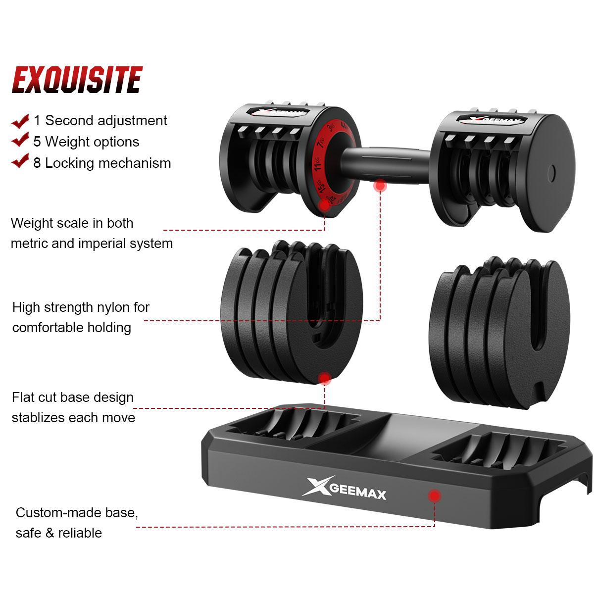Upgrade Dumbbells Barbell with Fast Automatic Weight Adjustable Dumbell (Single) with Fitness Course for Gym Home GEEMAX ABD-20