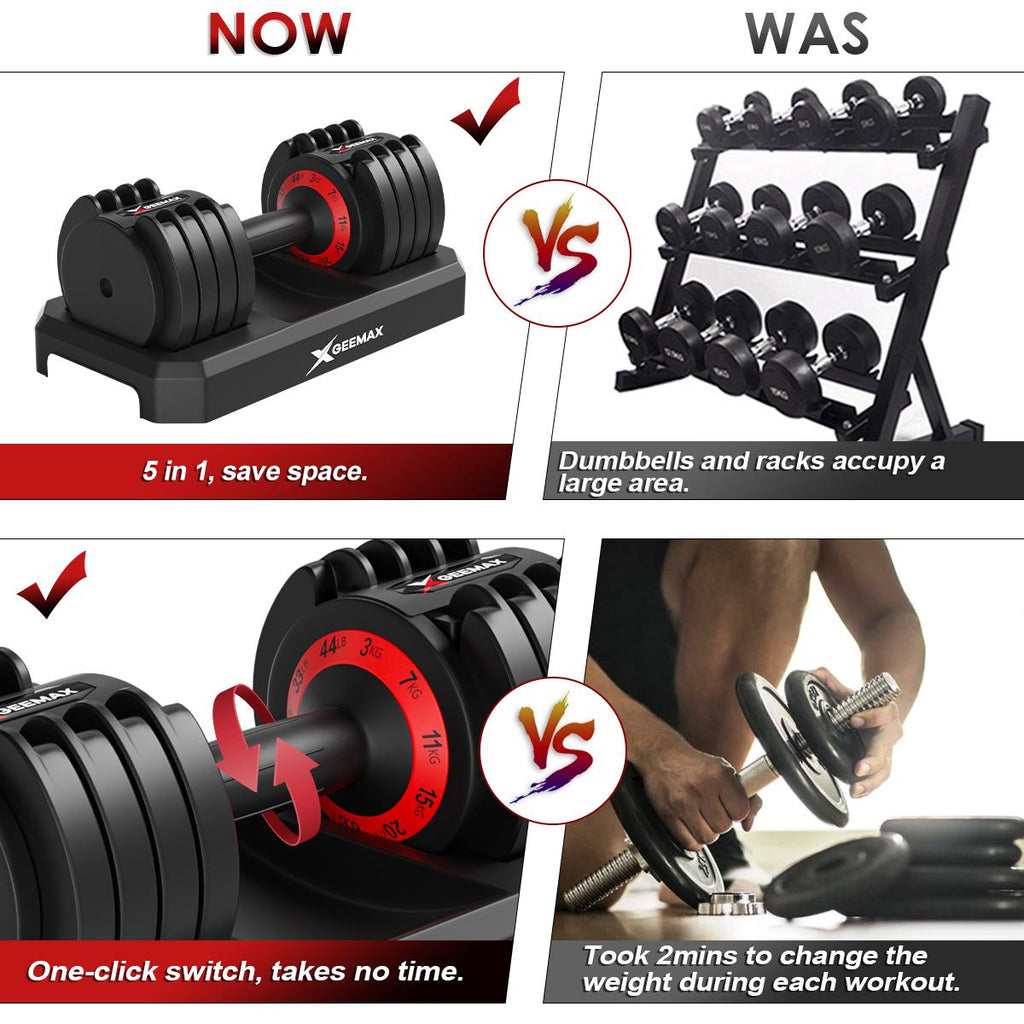 Upgrade Dumbbells Barbell with Fast Automatic Weight Adjustable Dumbell (Single) with Fitness Course for Gym Home GEEMAX ABD-20