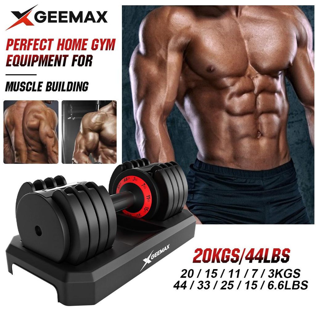 Upgrade Dumbbells Barbell with Fast Automatic Weight Adjustable Dumbell (Single) with Fitness Course for Gym Home GEEMAX ABD-20
