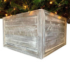 Farmhouse 17.5 in. W x 11.5 in. H, 24 in. Dia, White Wash Decorative Christmas Tree Box Collar
