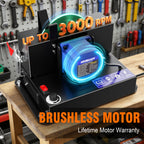 Lawn Mower Blade Sharpener, Brushless Motor 3000RPM Lawnmower Blade Sharpener Tool with Lifetime Motor Warranty, 7"Ceramic Wheel with 20 Sanding Discs for High/Low Lift,Gator&amp;Flat Blade 10pcs