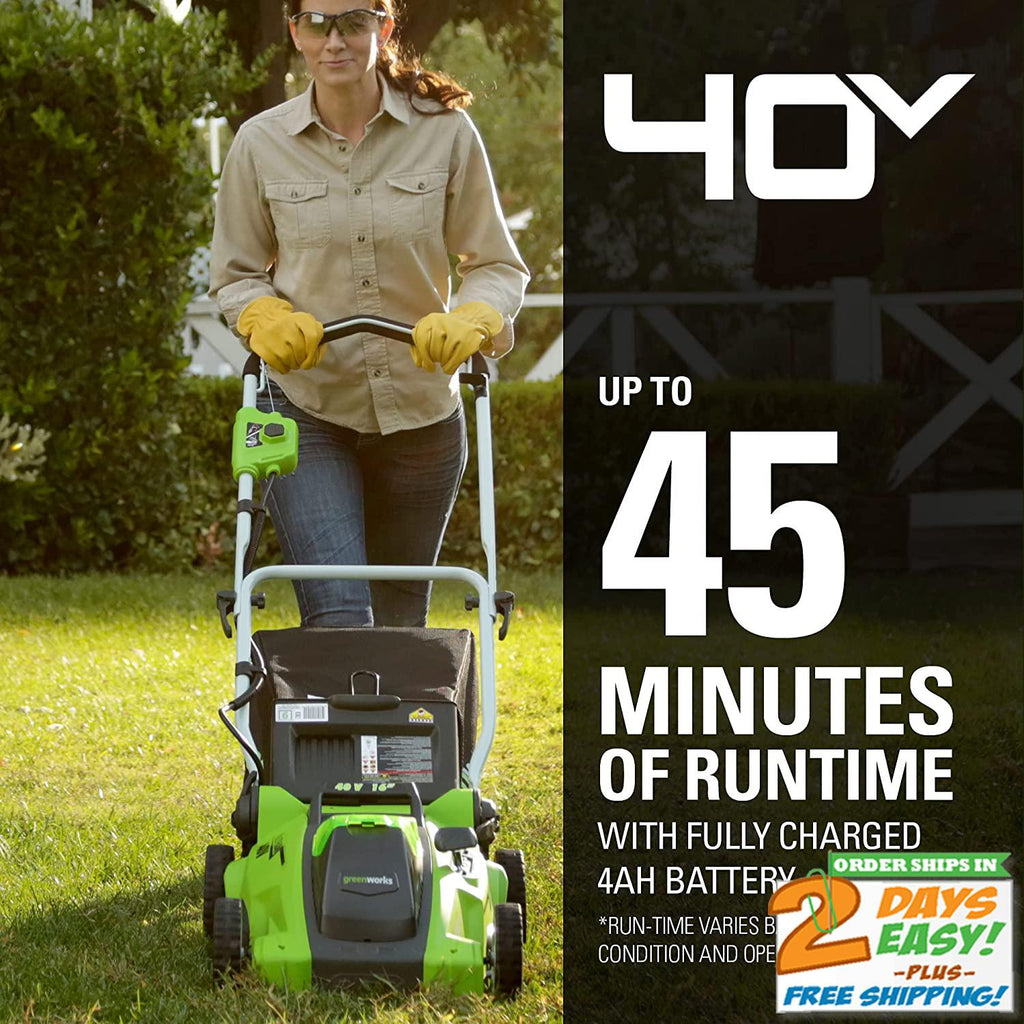 40V 16-Inch Cordless (2-In-1) Push Lawn Mower, 4.0Ah Battery and Charger 25322