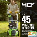 40V 16-Inch Cordless (2-In-1) Push Lawn Mower, 4.0Ah Battery and Charger 25322