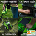 40V 16-Inch Cordless (2-In-1) Push Lawn Mower, 4.0Ah Battery and Charger 25322