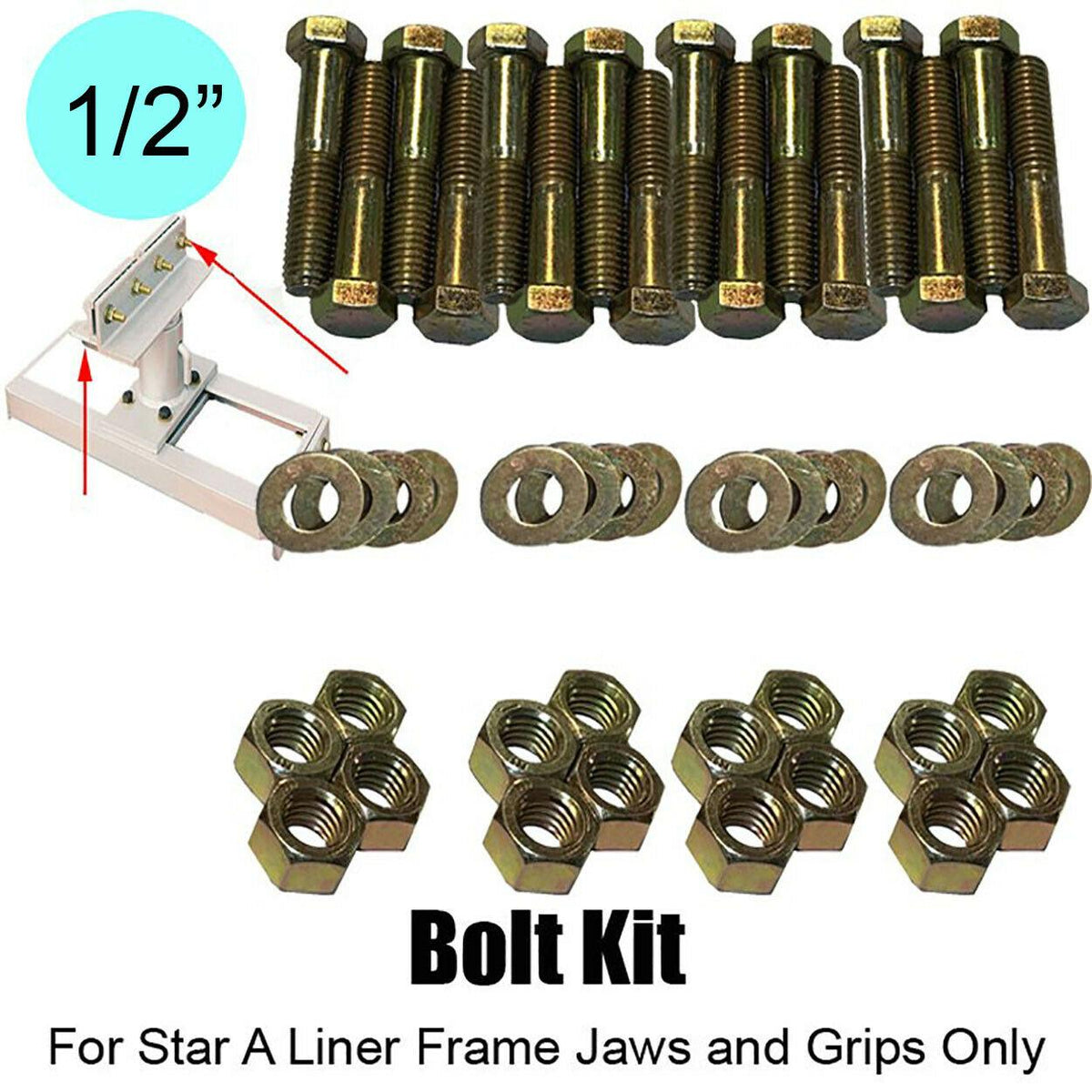 Star-A-Liner Pinch Weld Clamp Bolt Kit. Frame machine replacement bolt kit.