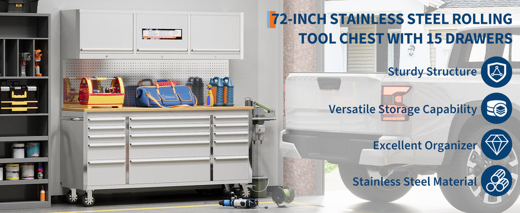 96 inch Tool Chest, Tool Box Mobile 24 Drawers StoraRolling Cabinet with Wheels Lock Key LocSystem Drawer Liners for GaraWarehouse Repair Shop