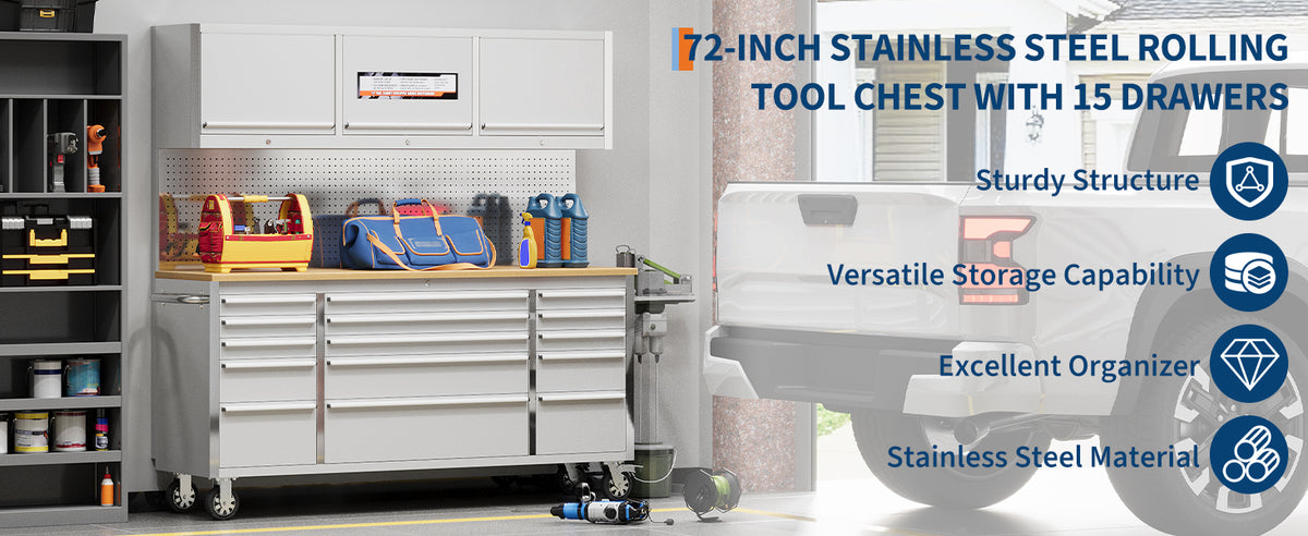 96 inch Tool Chest, Tool Box Mobile 24 Drawers StoraRolling Cabinet with Wheels Lock Key LocSystem Drawer Liners for GaraWarehouse Repair Shop