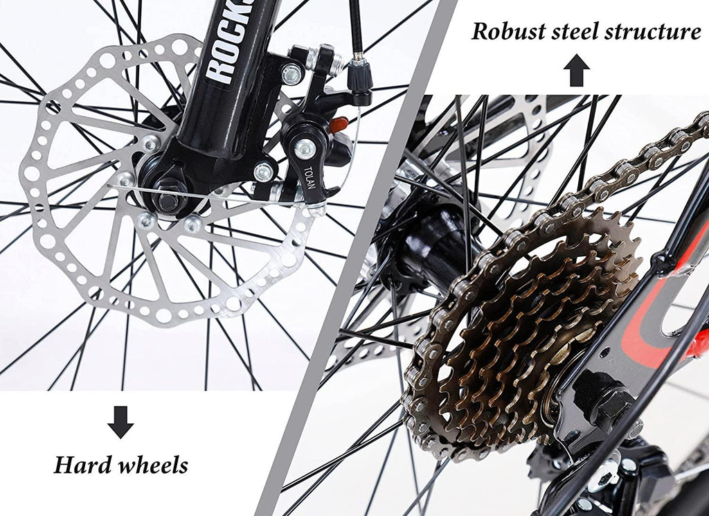 HIRUNS Full Mountain Bike, Professional 21 Speed Gears 26 in Bicycle for Mens and Womens, Twist Shift