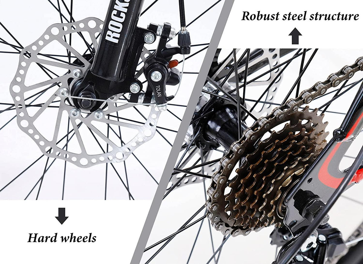 HIRUNS Full Mountain Bike, Professional 21 Speed Gears 26 in Bicycle for Mens and Womens, Twist Shift