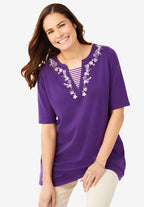 embroidered layered-look tunic