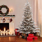 Puleo International Clear Prelit Incandescent Green Flocked Pine Christmas Tree, 6.5'
