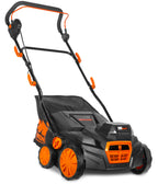 20V Max Cordless 15-Inch 2-in-1 Brushless Electric Dethatcher and Scarifier with Collection Bag, Two 4.0 Ah Batteries, and Dual-Port Charger (20716)