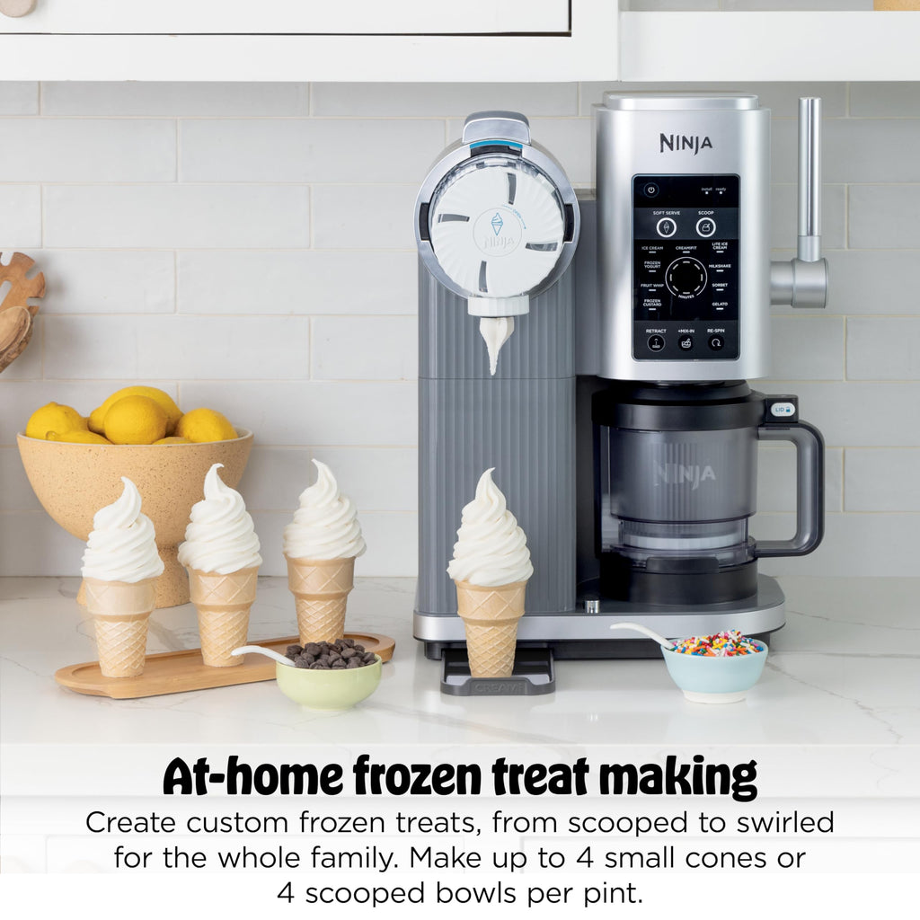 CREAMi Scoop & Swirl Ice Cream and Soft Serve Maker, Oprah's Favorite Things 2025, 13 Programs, Soft Serve Handle & (4) CREAMi 2-in-1 16oz Pints, Gift for Kids & ALL ages, NC701