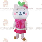 White Teddy BIGGYMONKEYMascot Costume, Pink Teddy Bear Costume